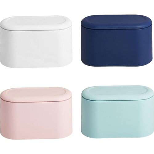 Mini Deskt Household With Bins Desk Lid Waste Clean Trash Can Creative Mini Small Desktop Trash Cans