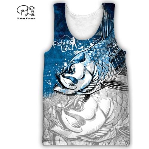 PLstar Cosmos NewFashion Animal MaHi Fishing Camo Fisher Art Sleeveless 3DPrint Men/Women Summer Funny Casual Vest Tank-Top D-2