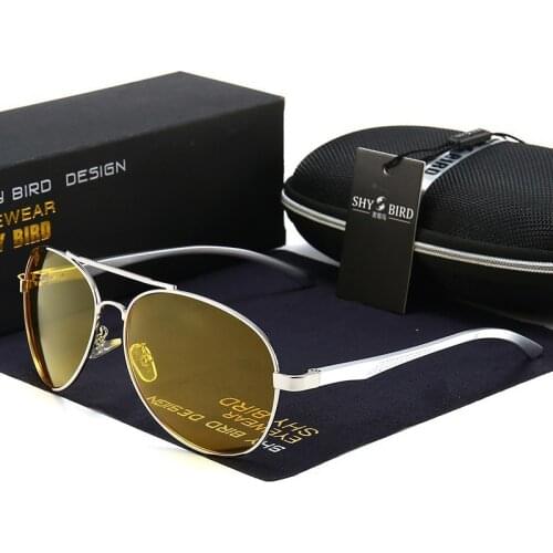 HD Night Vision Glasses Men Vintage Aluminum Polarized Sunglasses Brand Design Driving Glasses For Cars Anti-glaring UV400