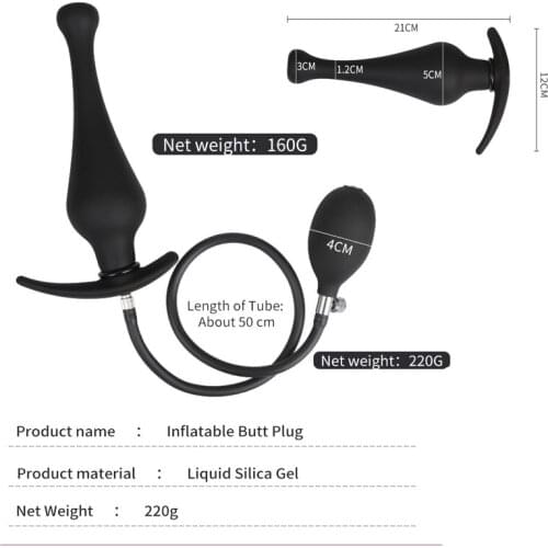 Huge Inflatable Separate Pump 21cm Long Butt Plug Deep Stimulate Prostate Massage Anal/vaginal Dilator Expandable BDSM Sex Toys