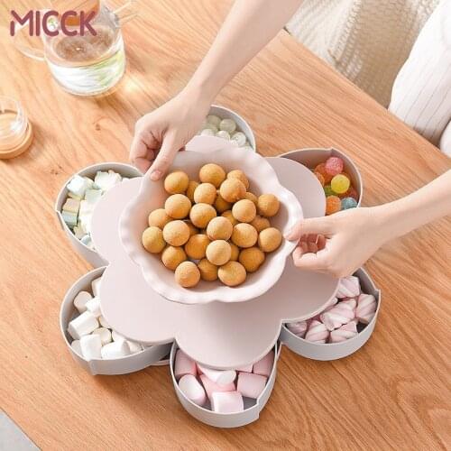 MICCK New 6 Grid Plastic Storage Box For Food Nut Rotatable Container Case Food Candy Holder Storage Box Organizer Accessories