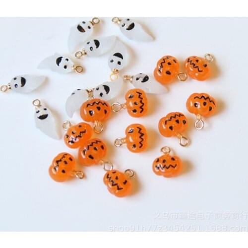 Halloween Charms Pendant Resin Cabochons Embellishments Pumpkin Frosted Ghost Necklace Earring Pendant Diy Making Accessories