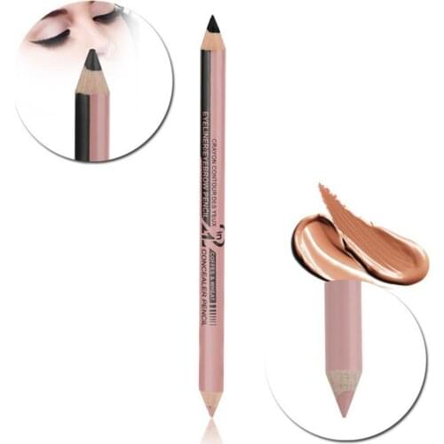 3-in-1 Double Head Professional Eyeliner Pencil Eyebrow Concealer Waterproof Long Lasting Makeup TSLM2