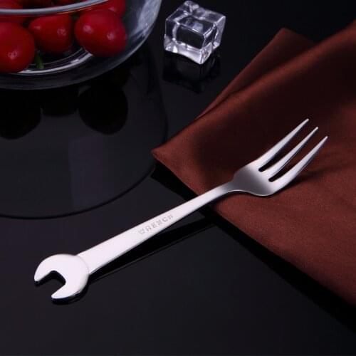 304 Stainless Steel Wrench Shape Spoon Spanner Fork Creative Small Spoon Ice Cream Spoon Gift Tableware Dinnerware Kitchen Tools