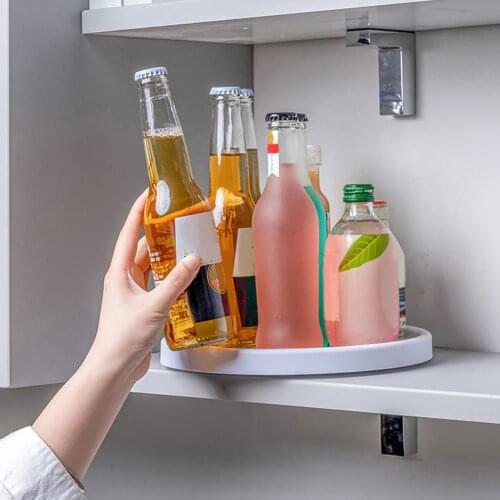 360° Rotating Spice Bottle Tray Flexible Seasoning Organizer Space-saving Condiment Bottles Holder Cabinet Spice Storage Tray