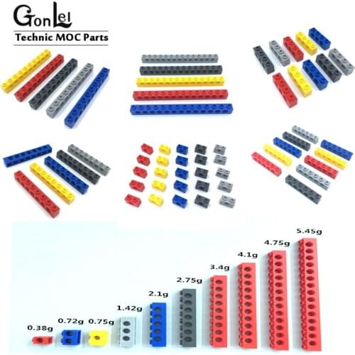 100 Grams 10 Sizes High-Tech Part Bricks with Holes 6541 3700 3894 3702 2730 3895 MOC Building Block Brick DIY Toys for Children