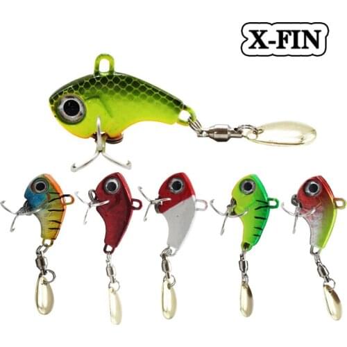 X-Fin 6g 10g 14g 20g Mini VIB Lure Metal Spoon Spin Sequin Fishing Tackle Pin Hard Bait Crankbait Vibration Spinner Sinking