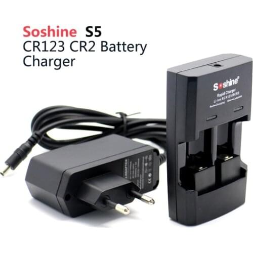 Soshine S5 2-Slot CR2 CR123A 16340 17355 lithium battery Charger Input Voltage AC 100~240V 50/60 HZ DC 12V