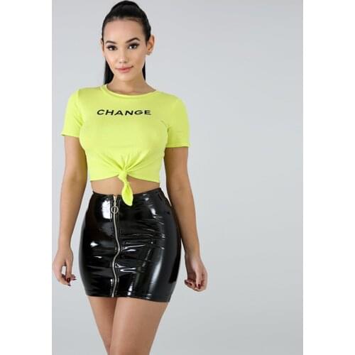 Women High Waist Elegant PVC Leather Bodycon Mini Skirt Ladies Casual Zipper Faux Leather Bodycon Short Skirt Clubwear Custom