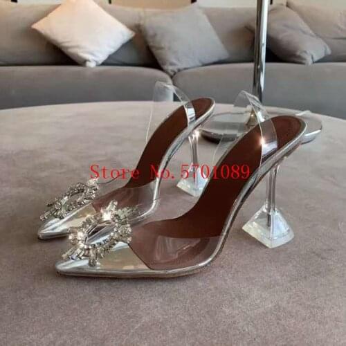 Woman Designer Shoes Begum Crystal-embellished Pvc Pumps Begum Embellished Pvc Slingback Pumps Transparent Kick-flare Heels Shoe