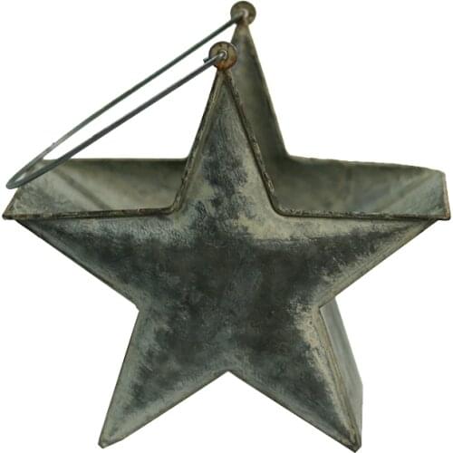Star handmade retro zinc planter with handle