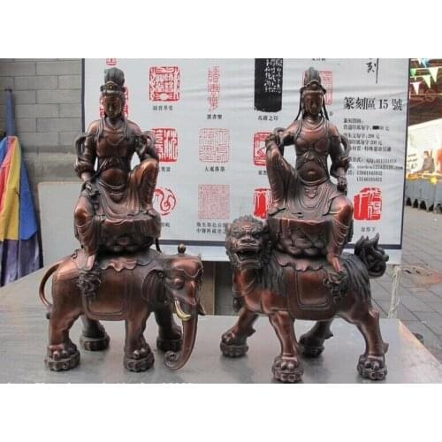 004668 Tibet Red Bronze Copper manjusri samantabhadra Avalokitesvara Guan-Yin Buddha