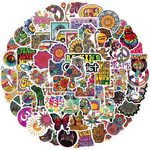 10/50/100PCS Retro Hippies Love and Peace Graffiti Stickers DIY Skateboard Guitar Laptop Motorcycle Phone Decal Stickers Kid Toy