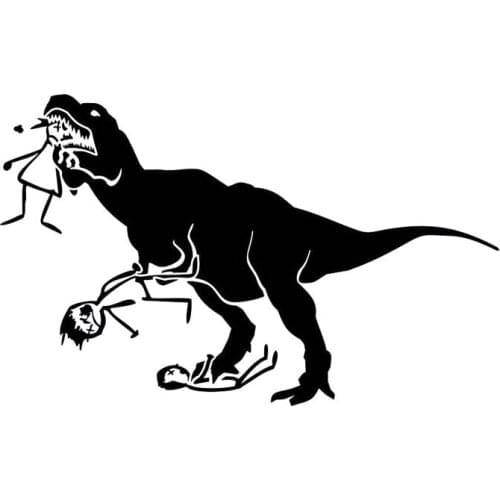 18.9*11.9CM Terrifying T-Rex Eating People Cool Vinyl Car Styling Decal Car Sticker Black/Silver C9-2283