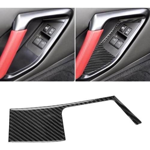 2Pcs Carbon Fiber Window Switch Panel Trim Frame Cover Wear-resistant Sticker Interior Car Accessories for Nissan GTR R35 08-16