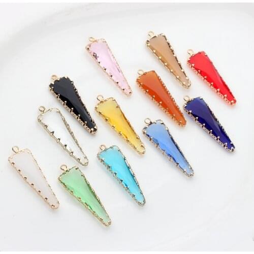Crystal Birthstones Geometric Triangle Charms 13*42MM 6pcs/lot For Glass Living Memory Locket DIY Jewelry Making Accessories