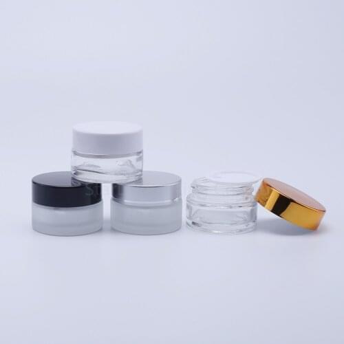 200pcs 20g Glass Cream Jars Cosmetic Packaging with lid plastic caps & inner liners round empty small glass jars