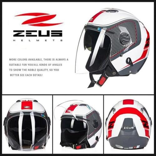 2019 New ZEUS 3/4 Face Motorcycle helmets ZS-202FB ABS Safety Double Lens Motorbike Helmet inner sunglasses with PC Lens Visor