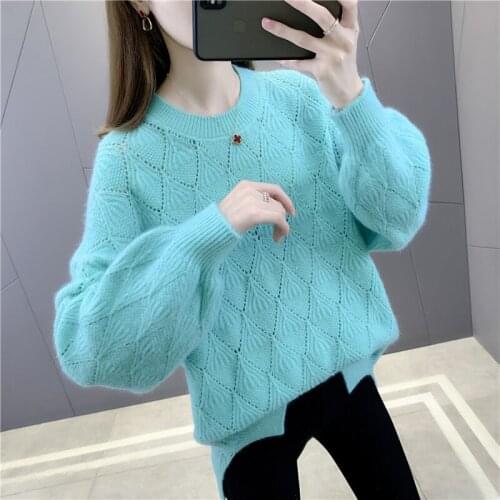 21059 (under No. 5, row 2, room 4) real shot round neck solid color diamond hollow split Pullover 41