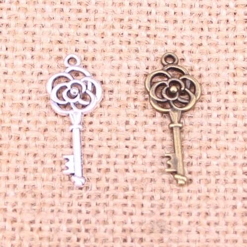 30pcs Antique Bronze Plated Vintage Skeleton Key Charms Pendant Zinc Alloy Jewelry Findings Accessories Parts 28*11mm