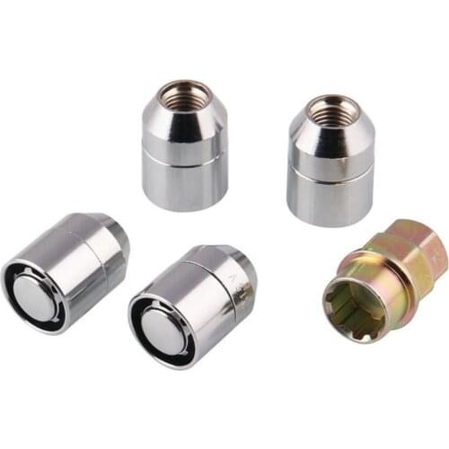 4Pcs Iron Anti-theft Security Lock M12x1.5 Wheel Bolts Lug Nut Cap with Key Auto Replacement Parts