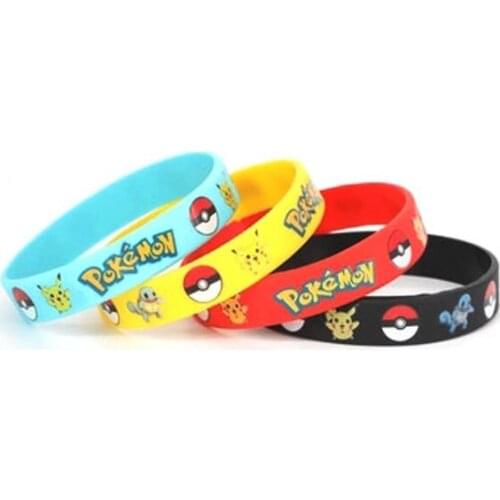 4 silicone Pikachu bracelets free shipping items Anime figures Can be used as childrens gifts, promotional gifts, event gifts