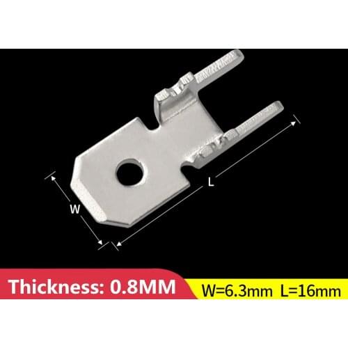 50pcs/100pcs 6.3 Inserts Plug Spring Terminal PCB Solder lug type thickness 0.8 two legs,250 H type PCB welding sheet