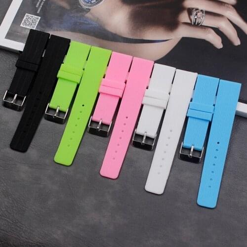 Watch accessories strap 20mm waterproof sports casual ladies mens natural rubber strap buckle