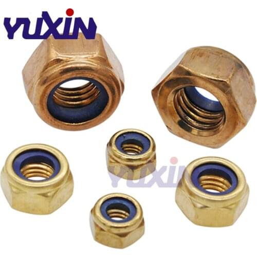 Free Shipping M4 M5 M6 M8 M10 M12 DIN985 Brass Nylon Lock Nut Insert Locking Copper Nuts