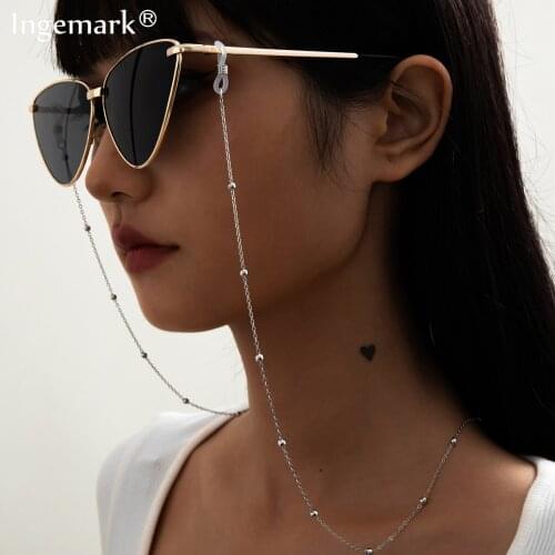 Fashion Womens Gold Silver Color Eyeglass Chains Sunglasses Necklace Beaded Glasses Chain Eyewears Cord Holder neck strap Rope