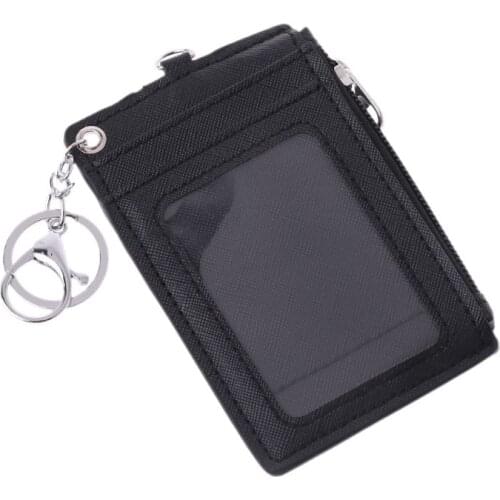 CPDD Portable Leather Business ID Card Credit Badge Holder Coin Purse Wallet Keychain