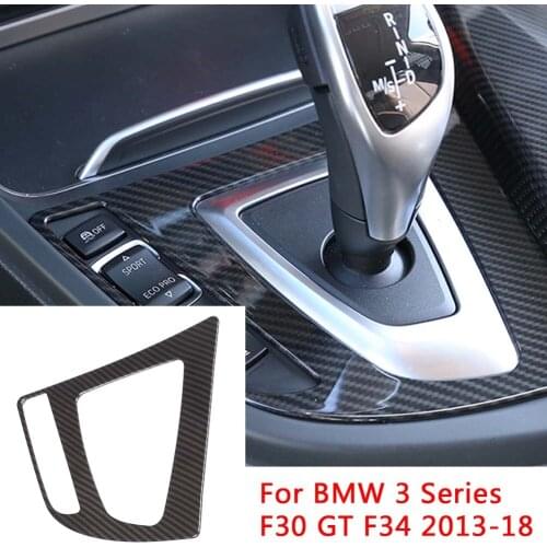 For BMW 3 Series F30 GT F34 2013-2018 Carbon Fiber Car Interior Gear Shift Panel Cover Trim Frame Stickers Accessories