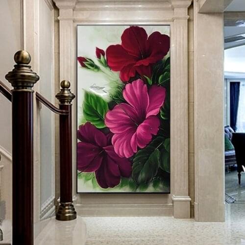 Huacan Diamond Painting Flowers 5D DIY Embroidery Cross Stitch Floral Mosaic Diamond Art Full Drill Home Decor