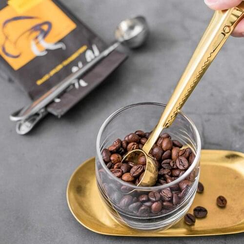 BalleenShiny High Quality Stainless Steel Coffee Spoon Creative Design Spoon With Clip For Coffee Powder And Coffee Beans