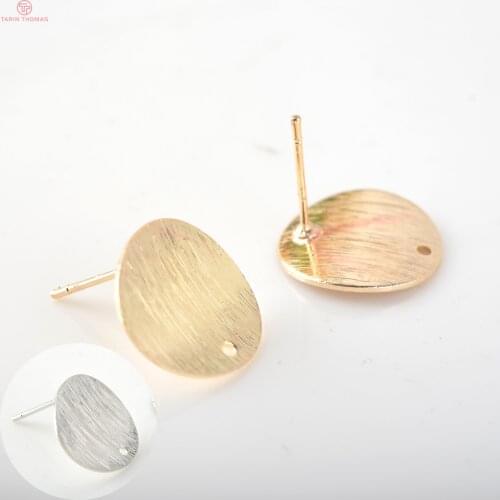 10PCS 14MM Brass Gold Color Round Stud Earrings Pins High Quality Diy Jewelry Findings Accessories