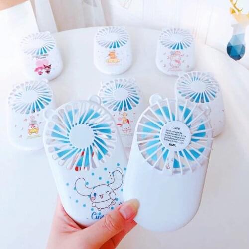 Cartoon round small fan Mini USB charging portable portable desktop office three speed large wind small fan