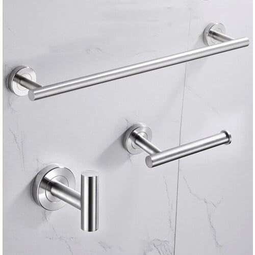 304 Stainless Steel Bathroom Accessories Set Sliver Creative Bath Towel Bar Ring Shelf Toilet Paper Towels Holder Coat Robe Hook
