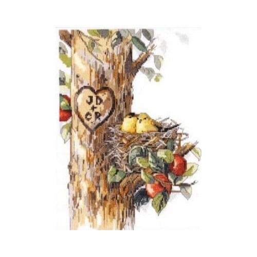 14/16/18/27/28 Counted Cross Stitch Kit Birds of a Feather Two Birds Love Lover Nest Home