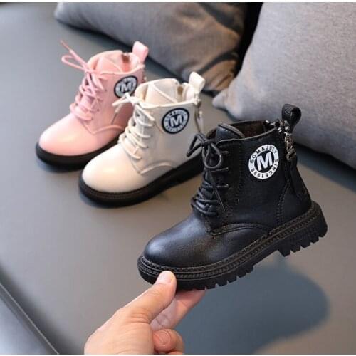 2021 Autumn New Childrens Boots Girls Short Boots Boys Martin Boots Soft Bottom Baby Shoes Leather Waterproof Fashion Warm Chic