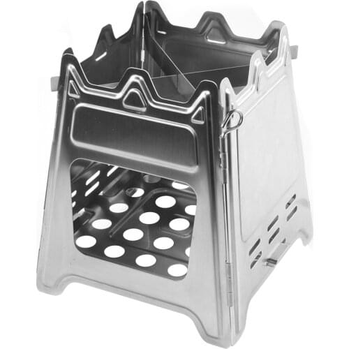 Portable Outdoor Camping Wood Stove Ultralight Folding Stainless Steel Alcohol Stove Mini Cooking Burner Cooker with Windshield