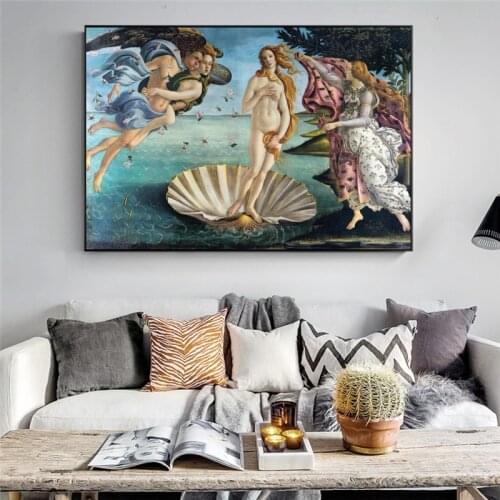 Classic Famous Paintings Botticellis Birth of Venus Poster Print on Canvas Reproduction Wall Art Posters for Living Room Decor