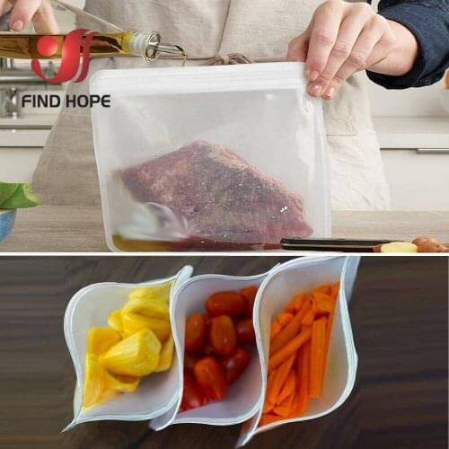 Silicone Bag PEVA Silicone Food Storage Bag Containers Leakproof Reusable Shut Bag Fresh Bag Food Storage Bag
