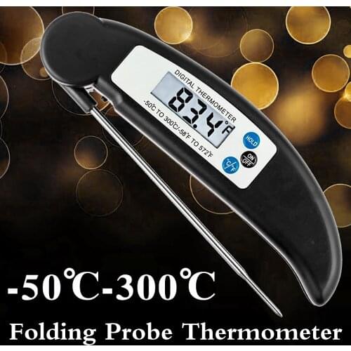 Electronic Digital Display Folding Food Thermometer Kitchen Meat Barbecue Fast Temperature Probe Stainless Steel Safe