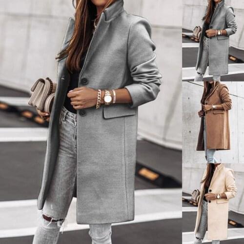 Vintage Women Winter Warm Long Sleeve Button Lapel Coat Mid-length Jacket Overcoat Coat Female Streetwear Elegant Clothing