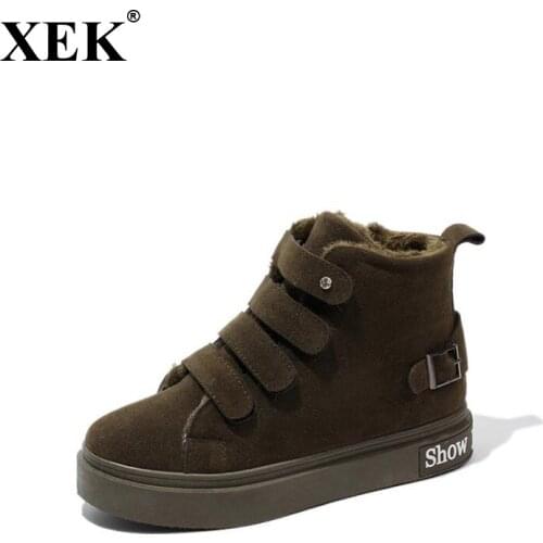 XEK Womens Shoes Wholesale Winter New Cotton Shoes Short Tube Warm Magic Stickers Waterproof Platform Snow Boots Wyq224