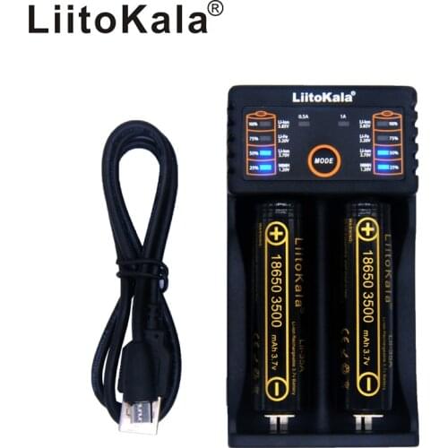 LiitoKala Lii-202 battery charger+2pcs HK LiitoKala Lii-35A 18650 3500mah Rechargeable battery for flashlight,10A discharge