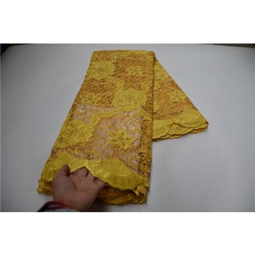 Yellow African New Style Guipure Swiss Lace Fabric 5yards With Sequins And Stones Nigerian Lace Fabrics Material 30