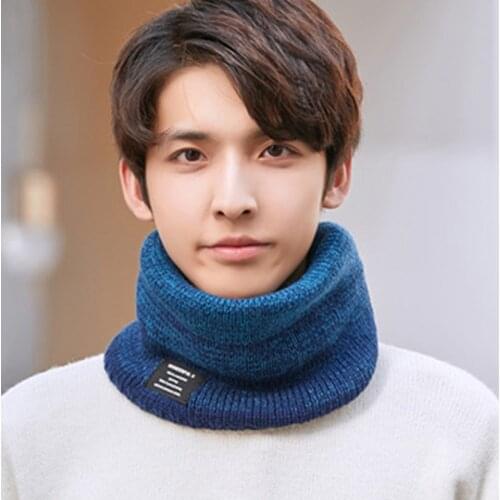 Winter Double Layer Thicken Cycling Windproof Pullover Fake Collar Snood Men Wool Knit Velvet Stretch Neck Guard Warm Scarf O13
