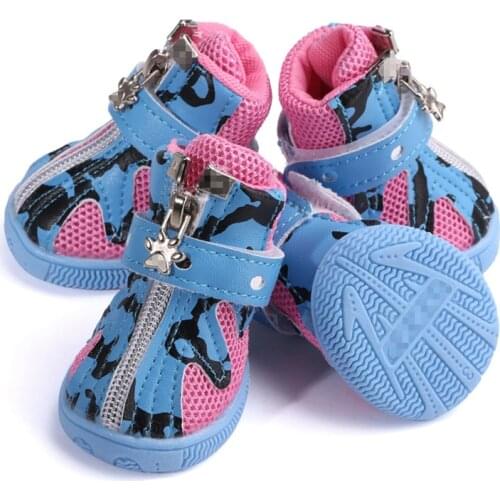 4Pcs/Set Winter Puppy Pet Dog Stripe Shoes Casual Breathable Anti-slip Shoes Sneaker Shoes For Teddy Small Dog Cat Boots
