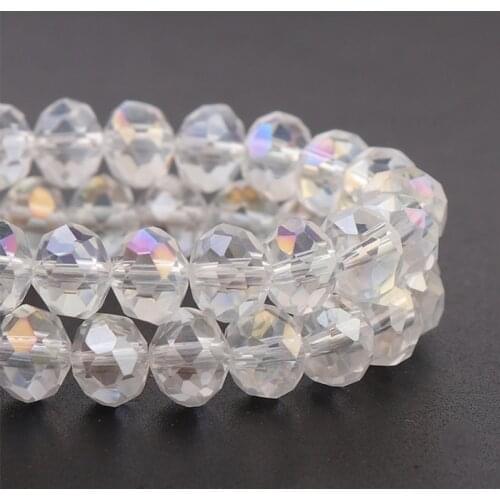 1 Strand Faceted AB Clear Glass Crystal Rondelle Beads Loose Beads For Jewelry Making DIY Bracelets Necklace 2/3/4/6/8mm
